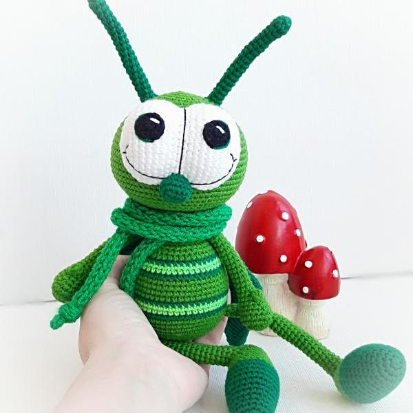 Crochet toy Grasshopper, Christmas gifts for kids,interior toys,Amigurumi insects,Baby shower gift,Birthday Gift Toy, Present for a child